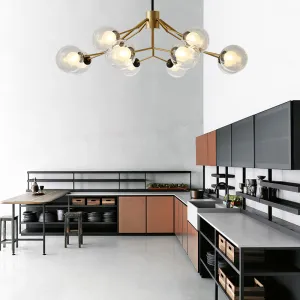 Modern 12-Light Metal and Glass Study Room Chandelier