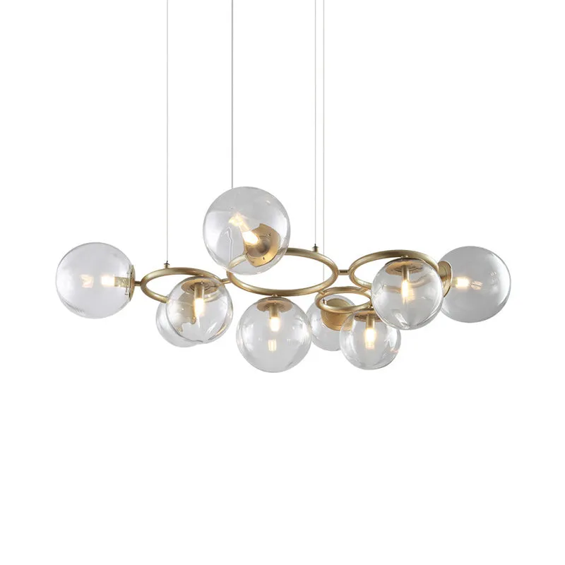 Modern 9-Light Gold Chandelier with Bubble Glass Shades