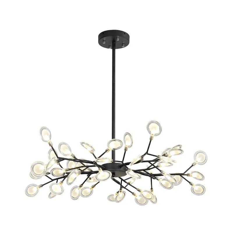 Modern Branching Chandelier: Metallic Multi-Light Suspension Lamp in Black