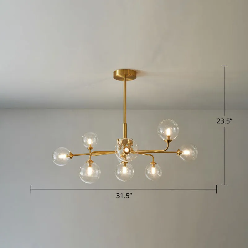 Modern Glass Orb Pendant Light with Gold Finish, Ideal for Living Room DÃ©cor