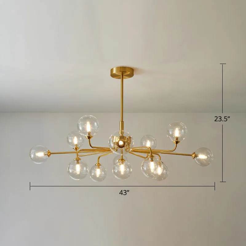 Modern Glass Orb Pendant Light with Gold Finish, Ideal for Living Room DÃ©cor