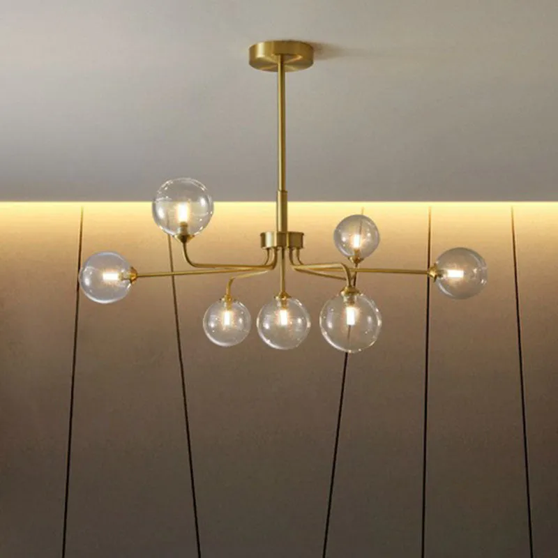 Modern Glass Orb Pendant Light with Gold Finish, Ideal for Living Room DÃ©cor