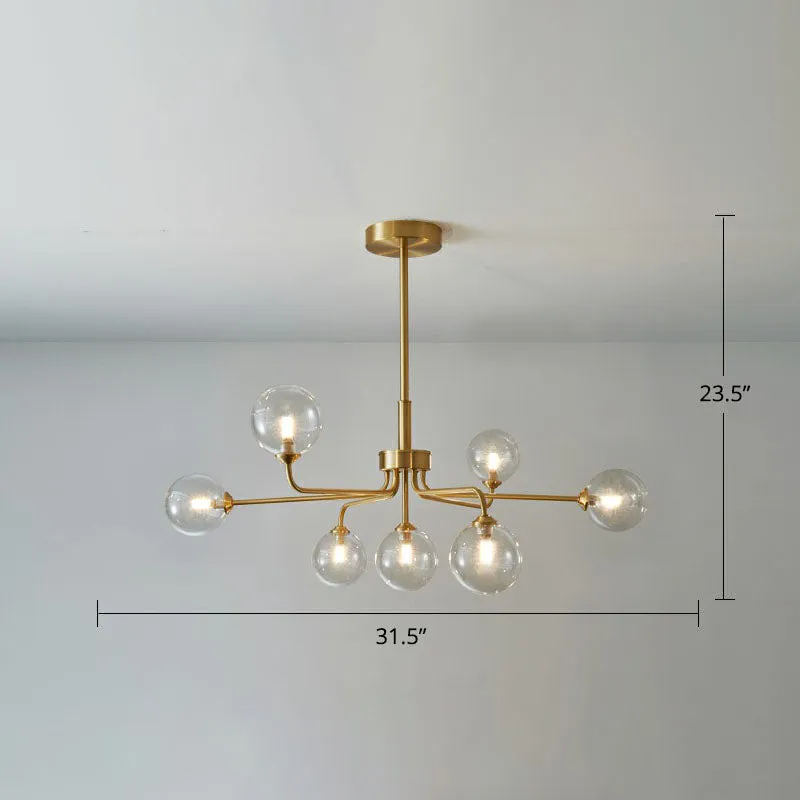 Modern Glass Orb Pendant Light with Gold Finish, Ideal for Living Room DÃ©cor