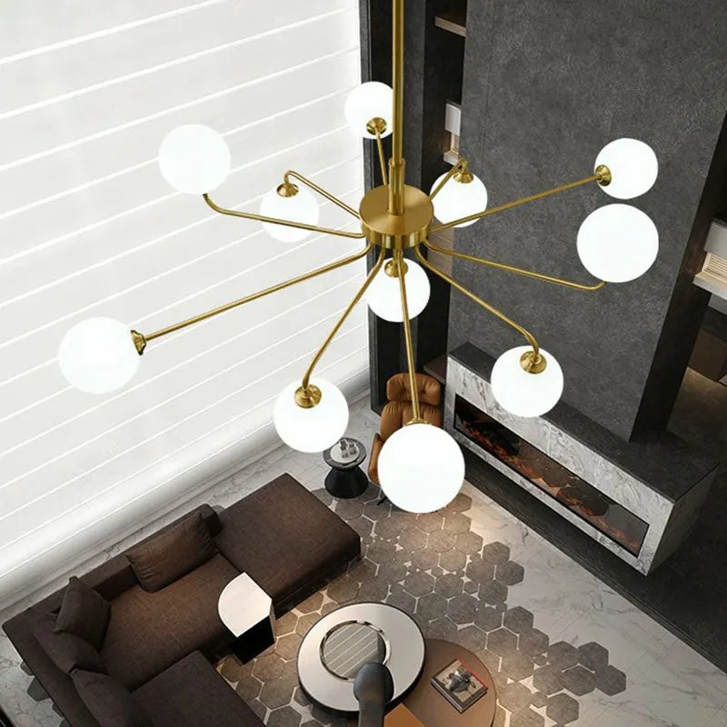 Modern Glass Orb Pendant Light with Gold Finish, Ideal for Living Room DÃ©cor