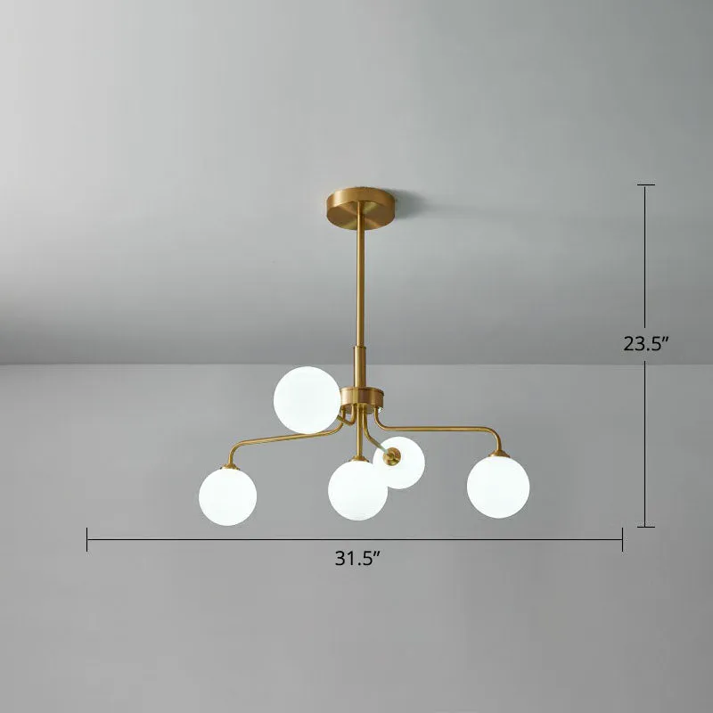 Modern Glass Orb Pendant Light with Gold Finish, Ideal for Living Room DÃ©cor