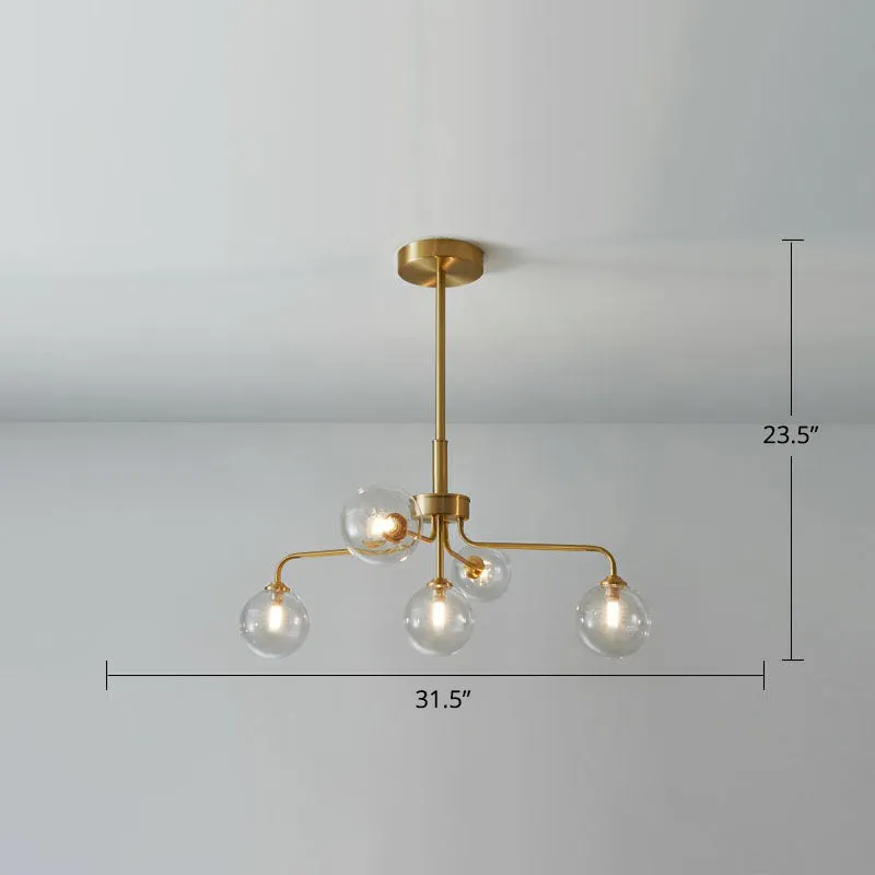 Modern Glass Orb Pendant Light with Gold Finish, Ideal for Living Room DÃ©cor