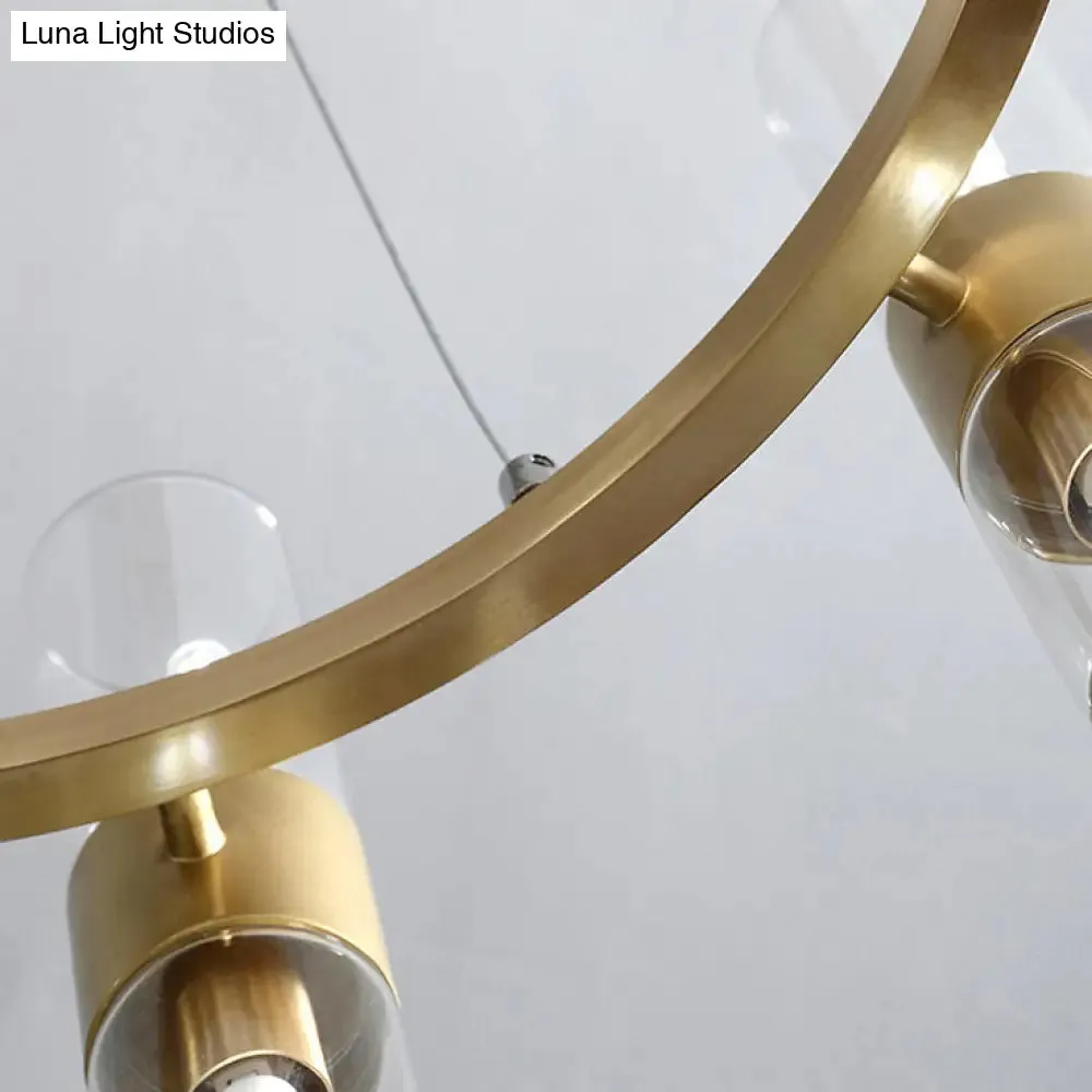 Modern Glass Pendant Chandelier with Clear Cylindrical Shades - 6/16 Lights