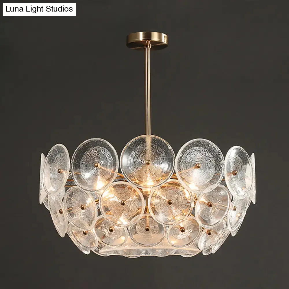 Modern Gold Glass Bowl Chandelier - 4-Light Dining Room Ceiling Pendant