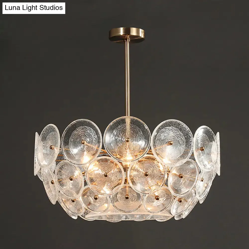 Modern Gold Glass Bowl Chandelier - 4-Light Dining Room Ceiling Pendant