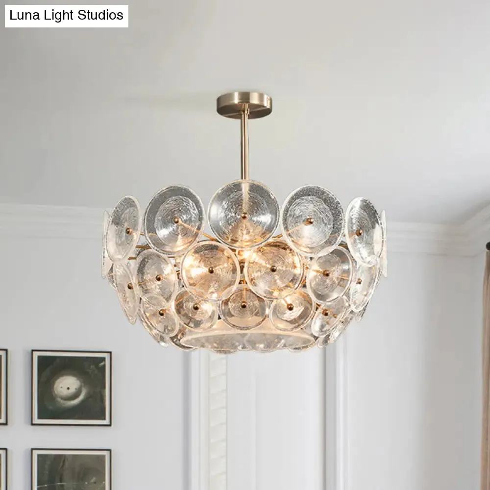 Modern Gold Glass Bowl Chandelier - 4-Light Dining Room Ceiling Pendant
