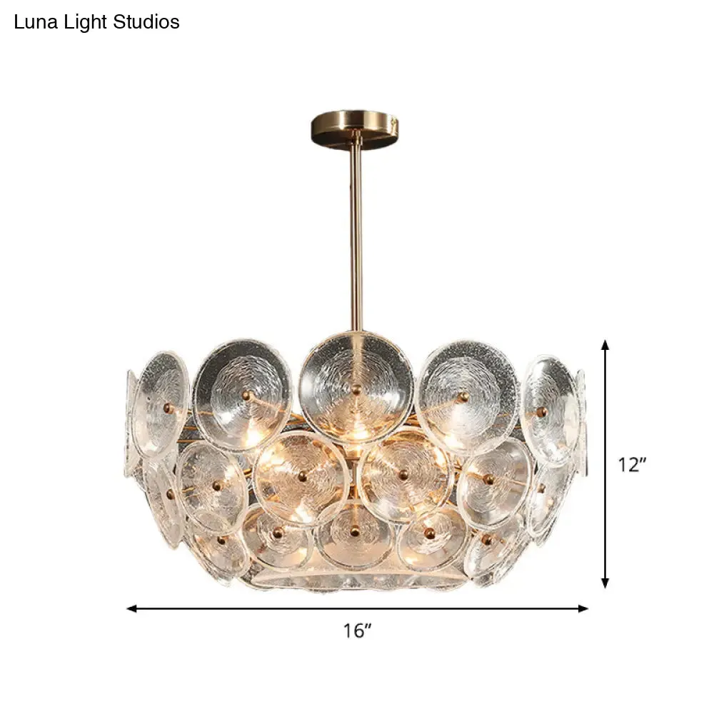 Modern Gold Glass Bowl Chandelier - 4-Light Dining Room Ceiling Pendant