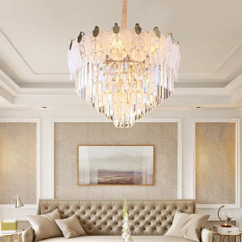 Modern LED Crystal Chandelier | 14 Lights | Tiered Hanging | Living Room Ceiling Lamp