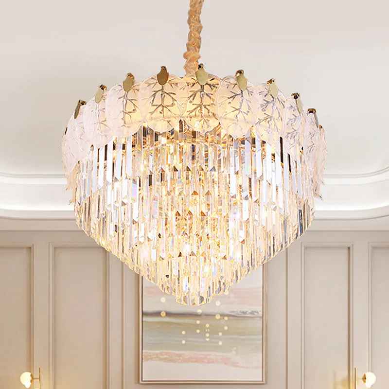 Modern LED Crystal Chandelier | 14 Lights | Tiered Hanging | Living Room Ceiling Lamp