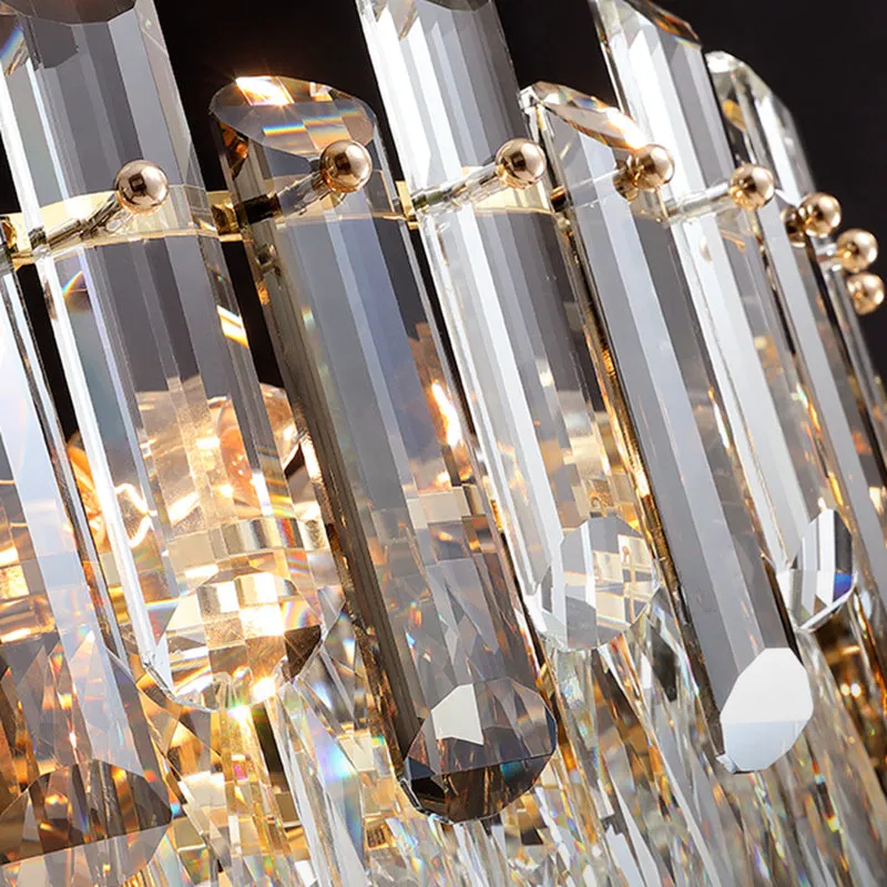Modern Round Crystal Clear Chandelier - Hanging Light Fixture for Dining Room
