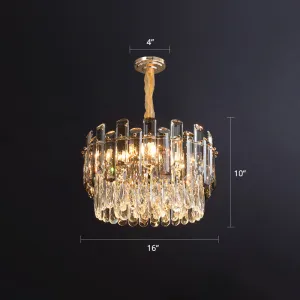 Modern Round Crystal Clear Chandelier - Hanging Light Fixture for Dining Room