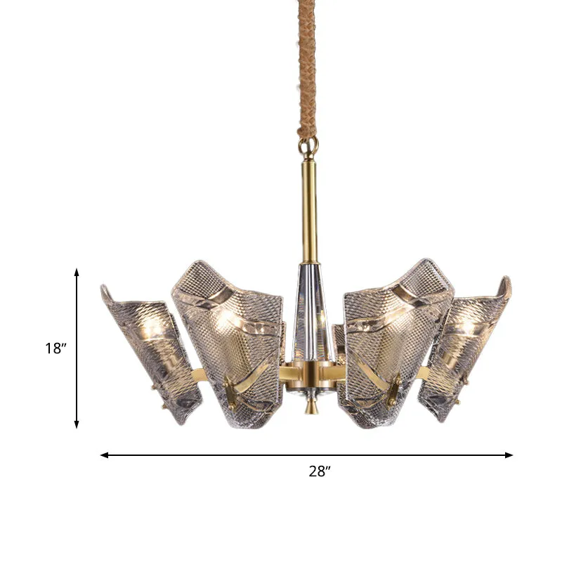 Modern Scrolled Crystal Chandelier Light Fixture - 6 Head Pendant for Kitchen