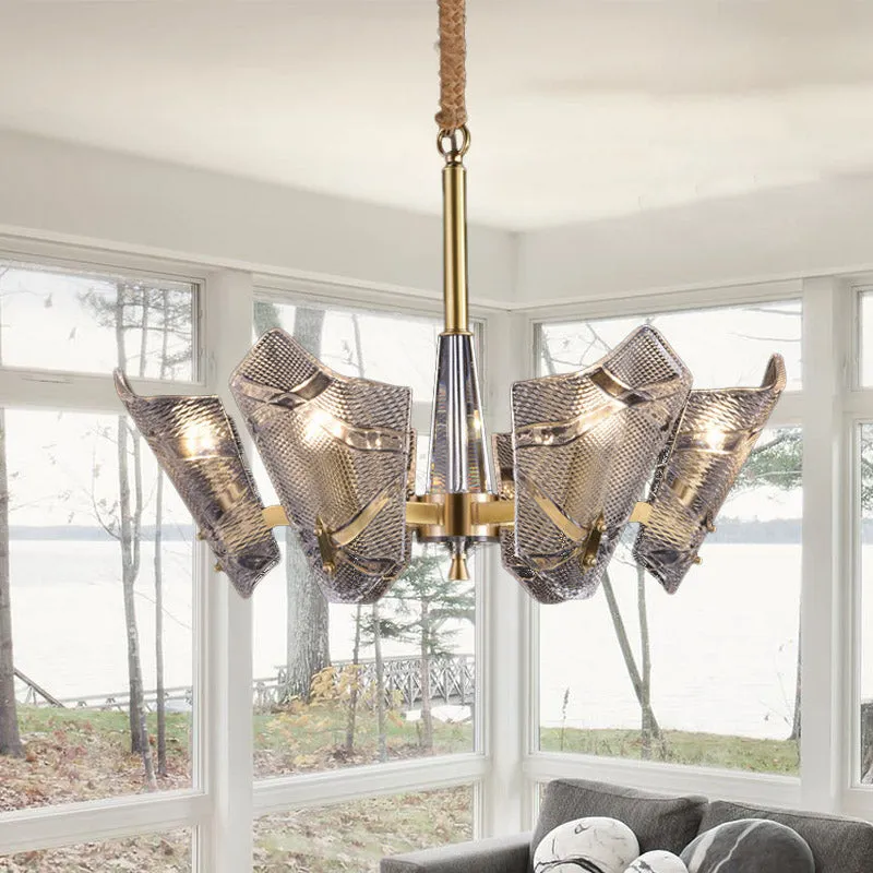 Modern Scrolled Crystal Chandelier Light Fixture - 6 Head Pendant for Kitchen