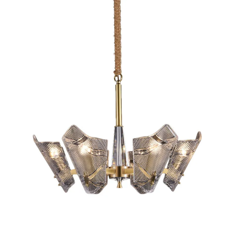 Modern Scrolled Crystal Chandelier Light Fixture - 6 Head Pendant for Kitchen