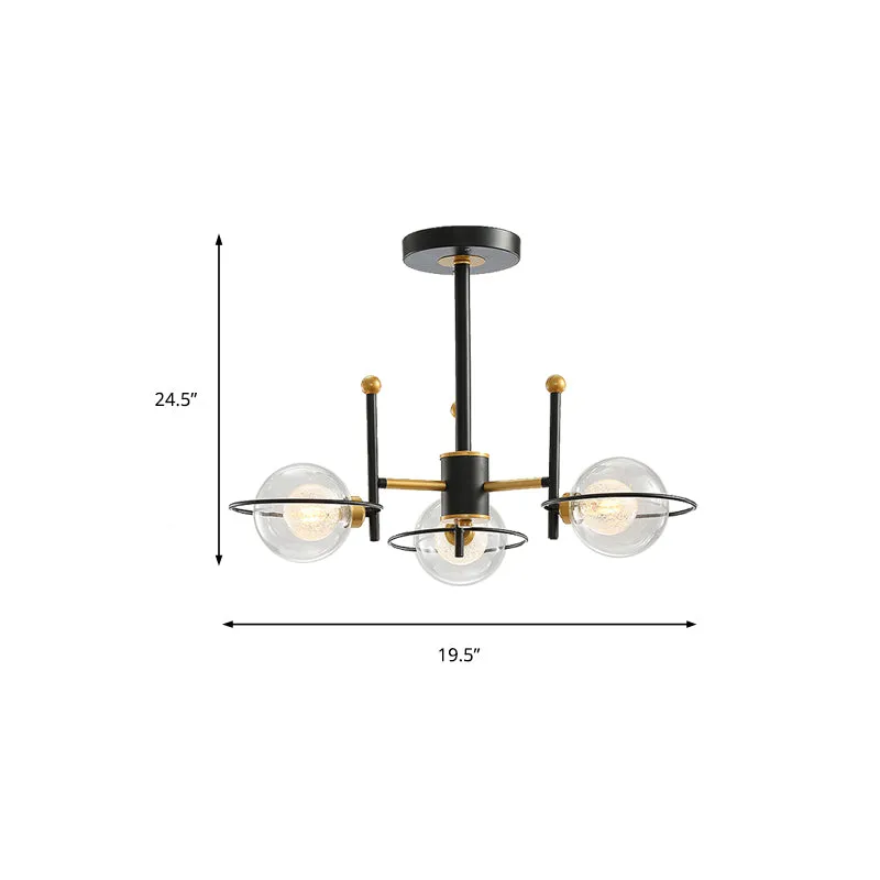 Modern Sphere Shade Chandelier with Clear Glass and Metal Suspension - Ideal for Dining Room