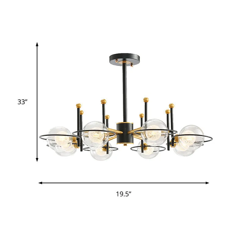 Modern Sphere Shade Chandelier with Clear Glass and Metal Suspension - Ideal for Dining Room