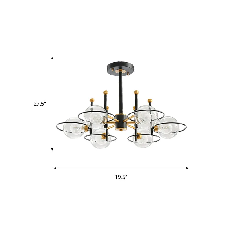 Modern Sphere Shade Chandelier with Clear Glass and Metal Suspension - Ideal for Dining Room
