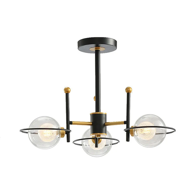 Modern Sphere Shade Chandelier with Clear Glass and Metal Suspension - Ideal for Dining Room