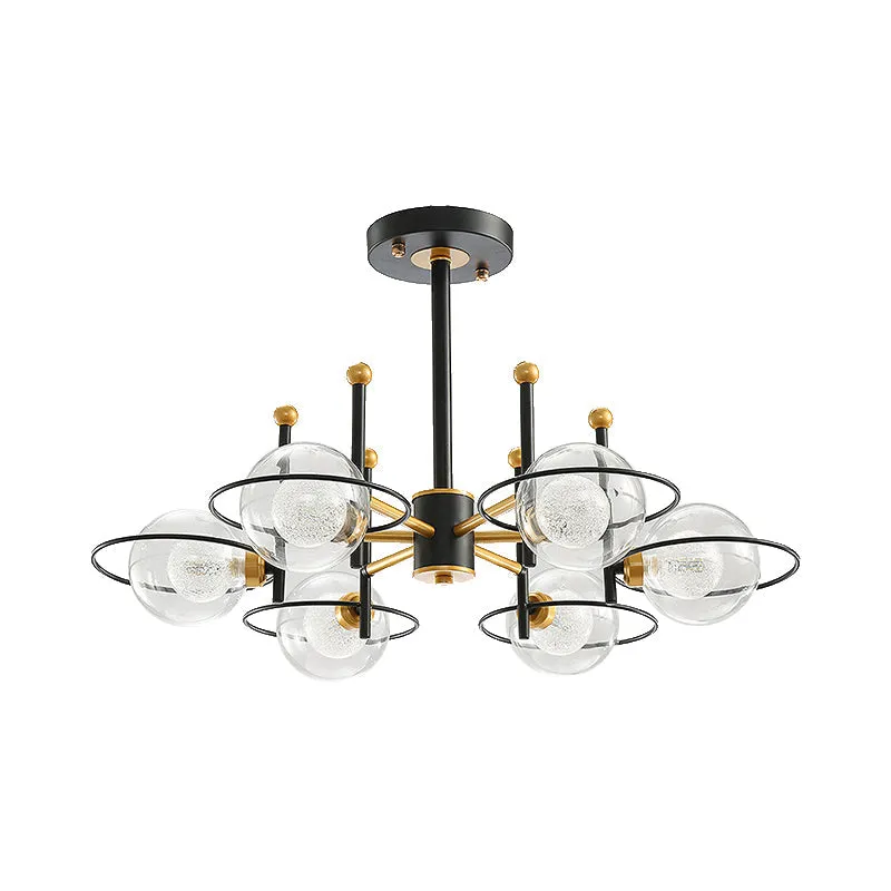 Modern Sphere Shade Chandelier with Clear Glass and Metal Suspension - Ideal for Dining Room