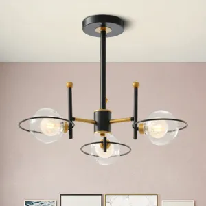 Modern Sphere Shade Chandelier with Clear Glass and Metal Suspension - Ideal for Dining Room