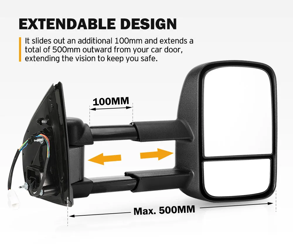 Pair Towing Extendable Side Mirrors for Holden Colorado7 MY2013-MY2016
