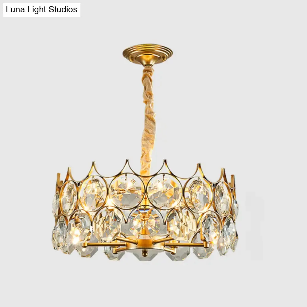 Postmodern Beveled Cut Crystal Chandelier Pendant Light - Elegant Hanging Lamp for Living Room