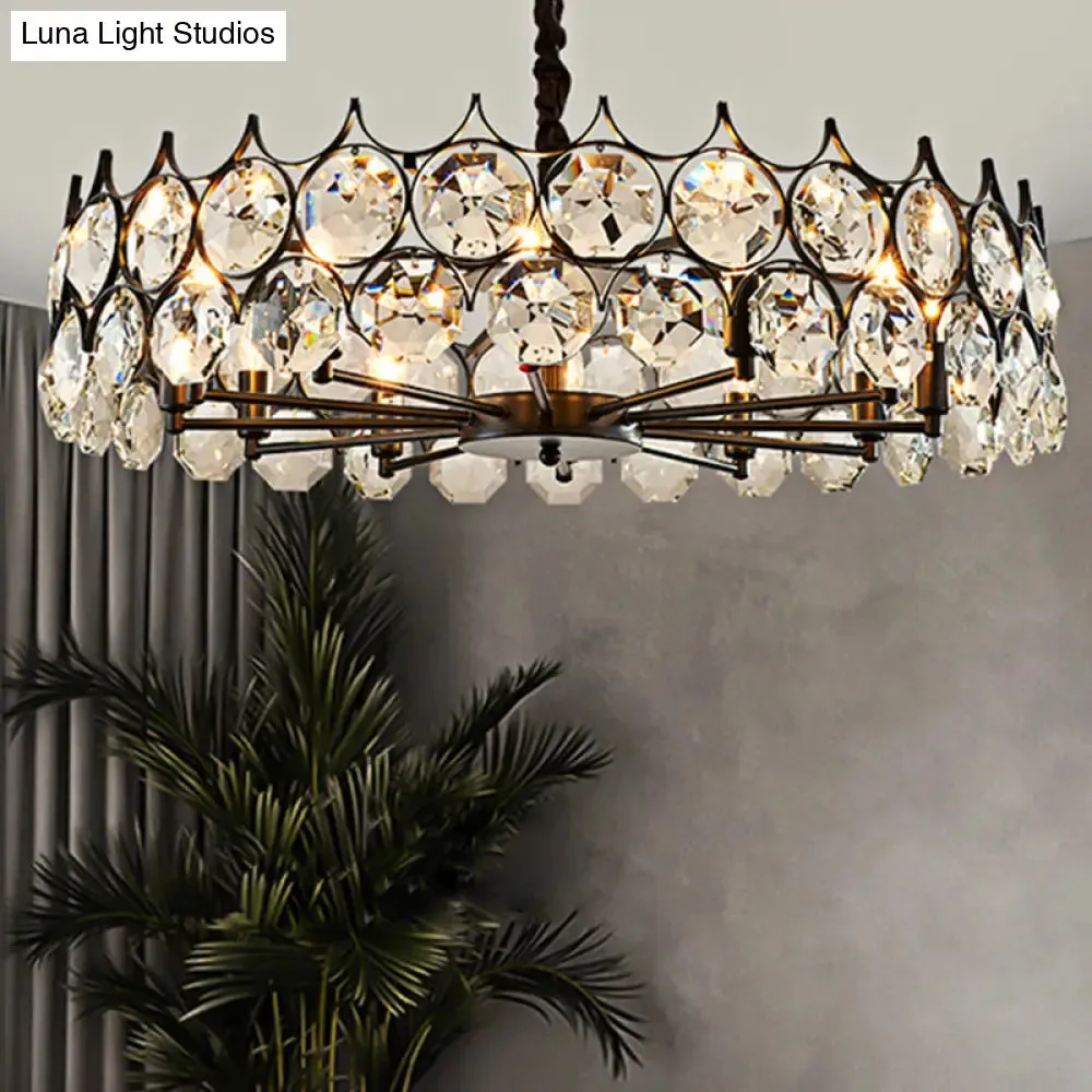 Postmodern Beveled Cut Crystal Chandelier Pendant Light - Elegant Hanging Lamp for Living Room