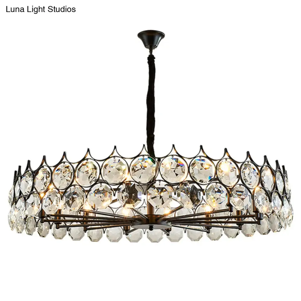 Postmodern Beveled Cut Crystal Chandelier Pendant Light - Elegant Hanging Lamp for Living Room