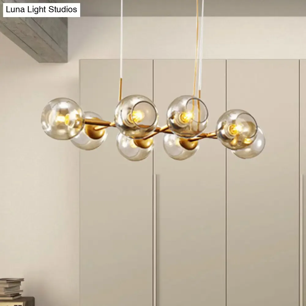 Radial Glass Chandelier - Modern Black/Gold Suspension Lamp (8/12 Lights)
