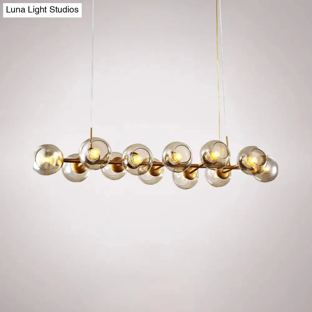 Radial Glass Chandelier - Modern Black/Gold Suspension Lamp (8/12 Lights)