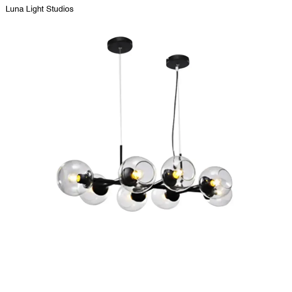 Radial Glass Chandelier - Modern Black/Gold Suspension Lamp (8/12 Lights)