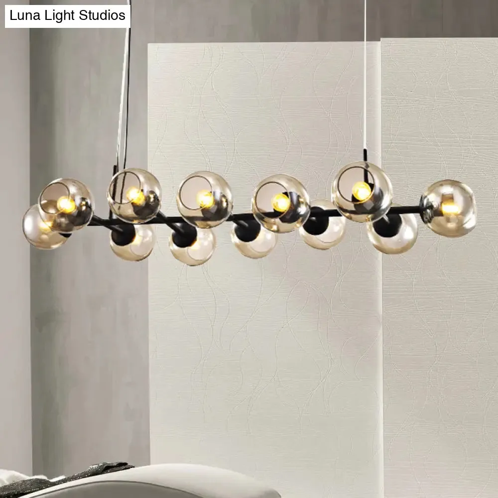 Radial Glass Chandelier - Modern Black/Gold Suspension Lamp (8/12 Lights)
