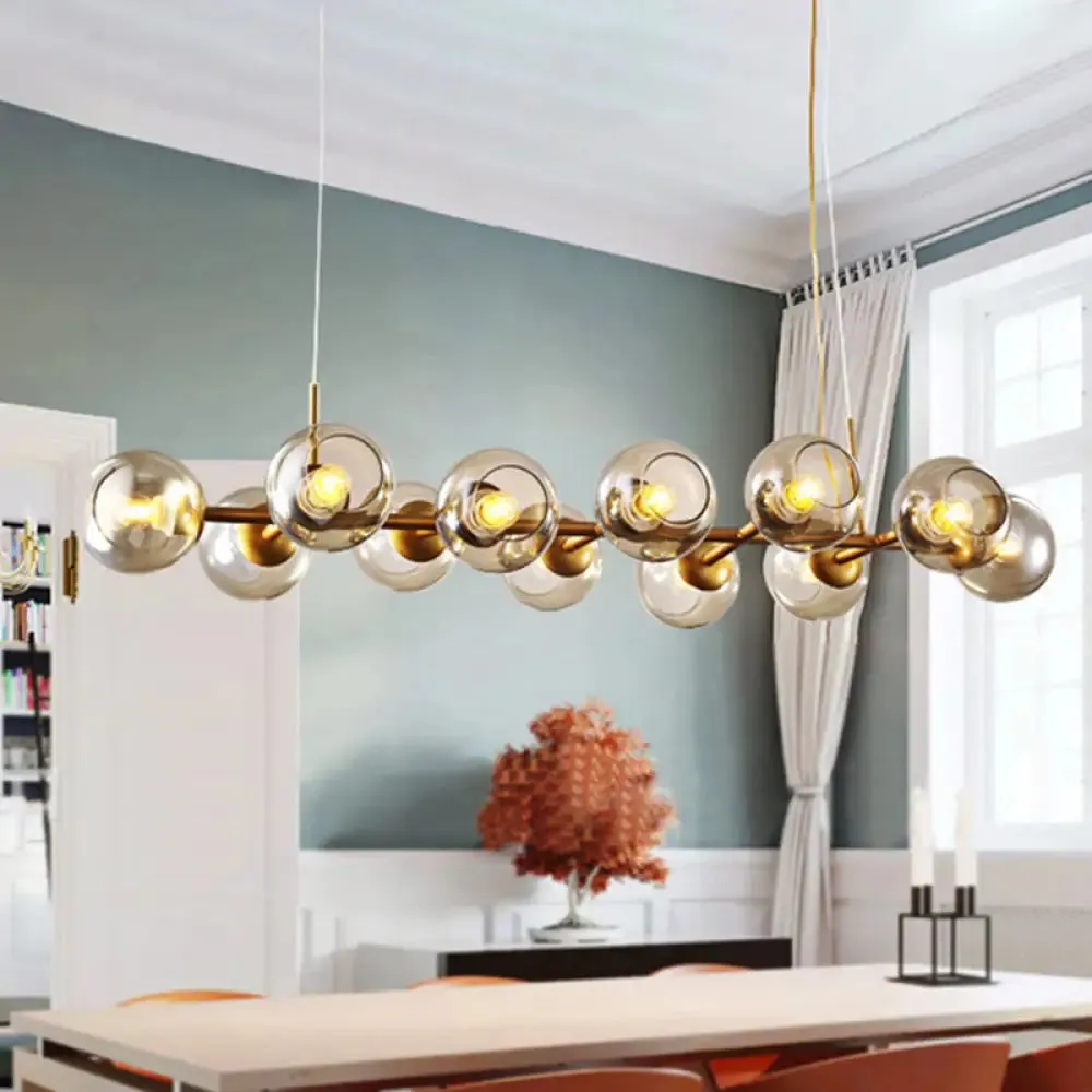 Radial Glass Chandelier - Modern Black/Gold Suspension Lamp (8/12 Lights)