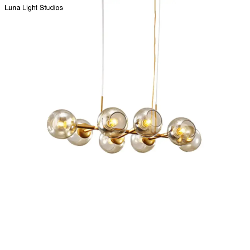 Radial Glass Chandelier - Modern Black/Gold Suspension Lamp (8/12 Lights)