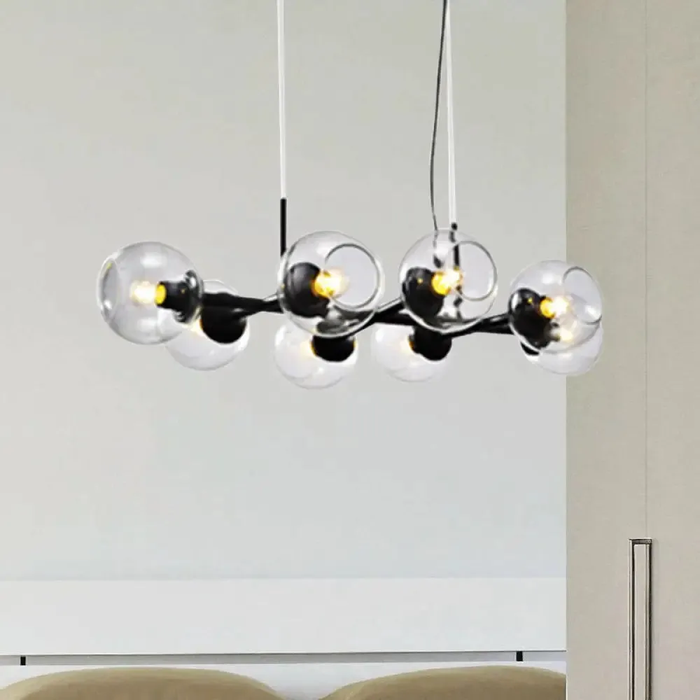 Radial Glass Chandelier - Modern Black/Gold Suspension Lamp (8/12 Lights)