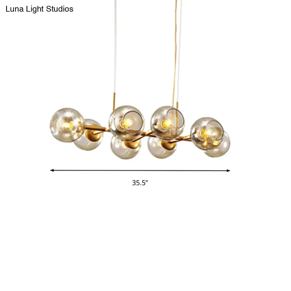 Radial Glass Chandelier - Modern Black/Gold Suspension Lamp (8/12 Lights)
