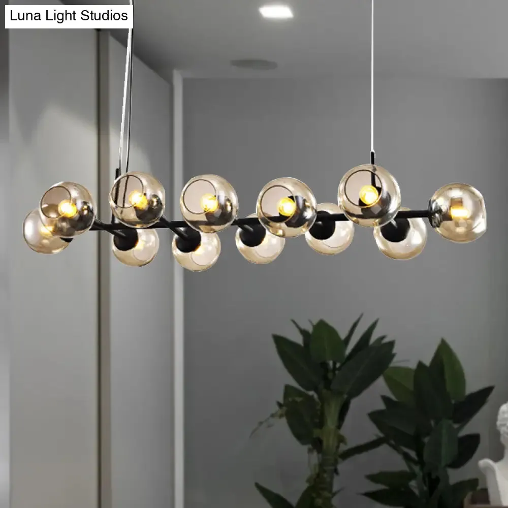 Radial Glass Chandelier - Modern Black/Gold Suspension Lamp (8/12 Lights)