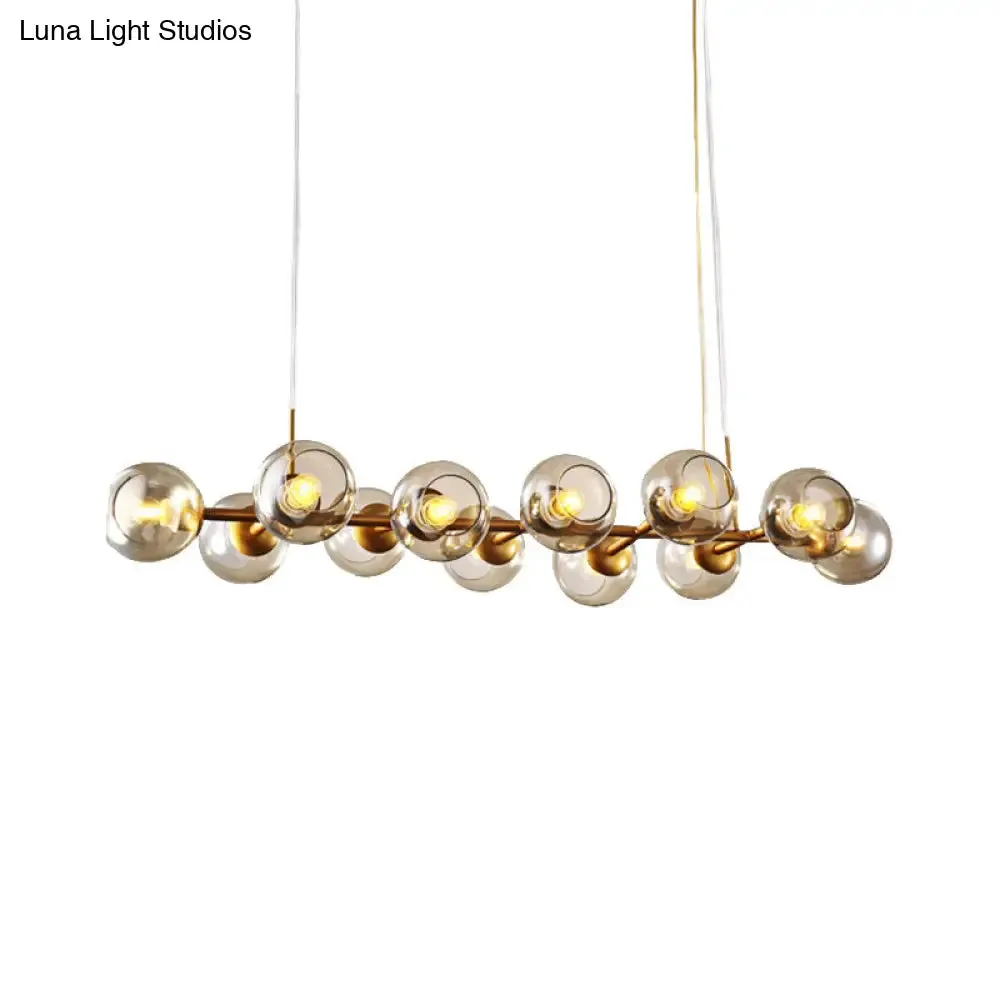 Radial Glass Chandelier - Modern Black/Gold Suspension Lamp (8/12 Lights)