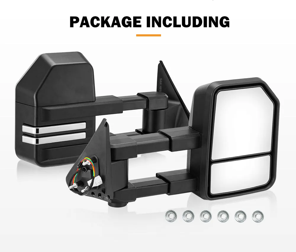 San Hima Extendable Towing Mirrors fit NISSAN PATROL GU/Y61 1997-2016 Black