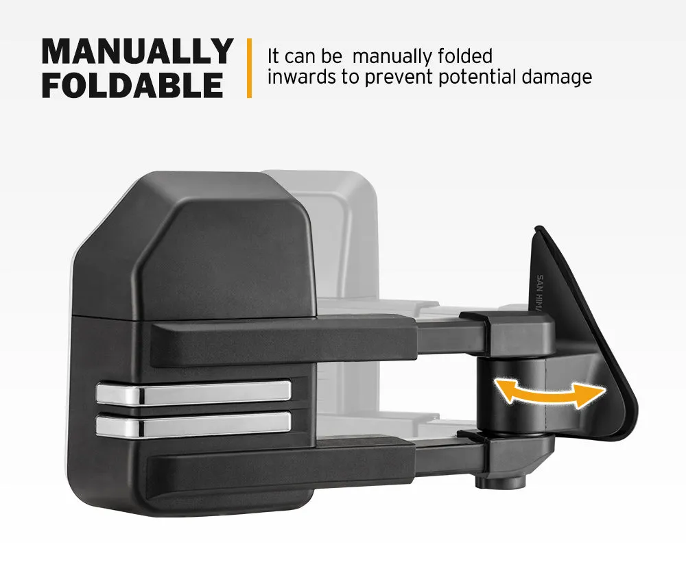 San Hima Extendable Towing Mirrors fit NISSAN PATROL GU/Y61 1997-2016 Black