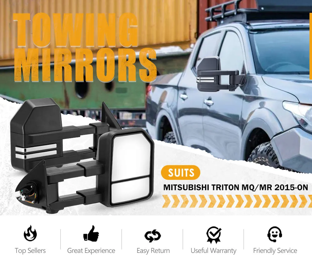 San Hima Extendable Towing Mirrors for Mitsubishi Triton MQ/MR 2015-On
