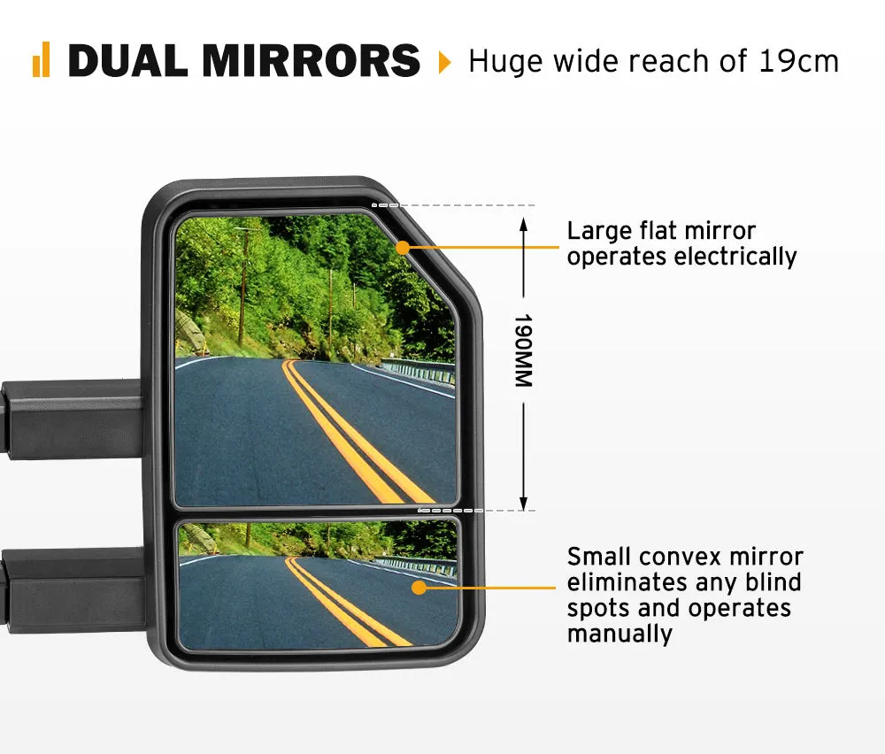San Hima Extendable Towing Mirrors for Mitsubishi Triton MQ/MR 2015-On