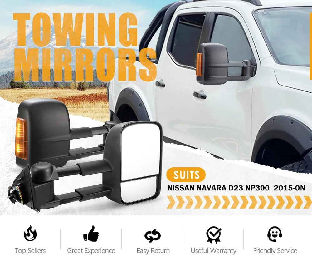 San Hima Extendable Towing Side Mirrors for Nissan Navara D23 NP300 2015-On