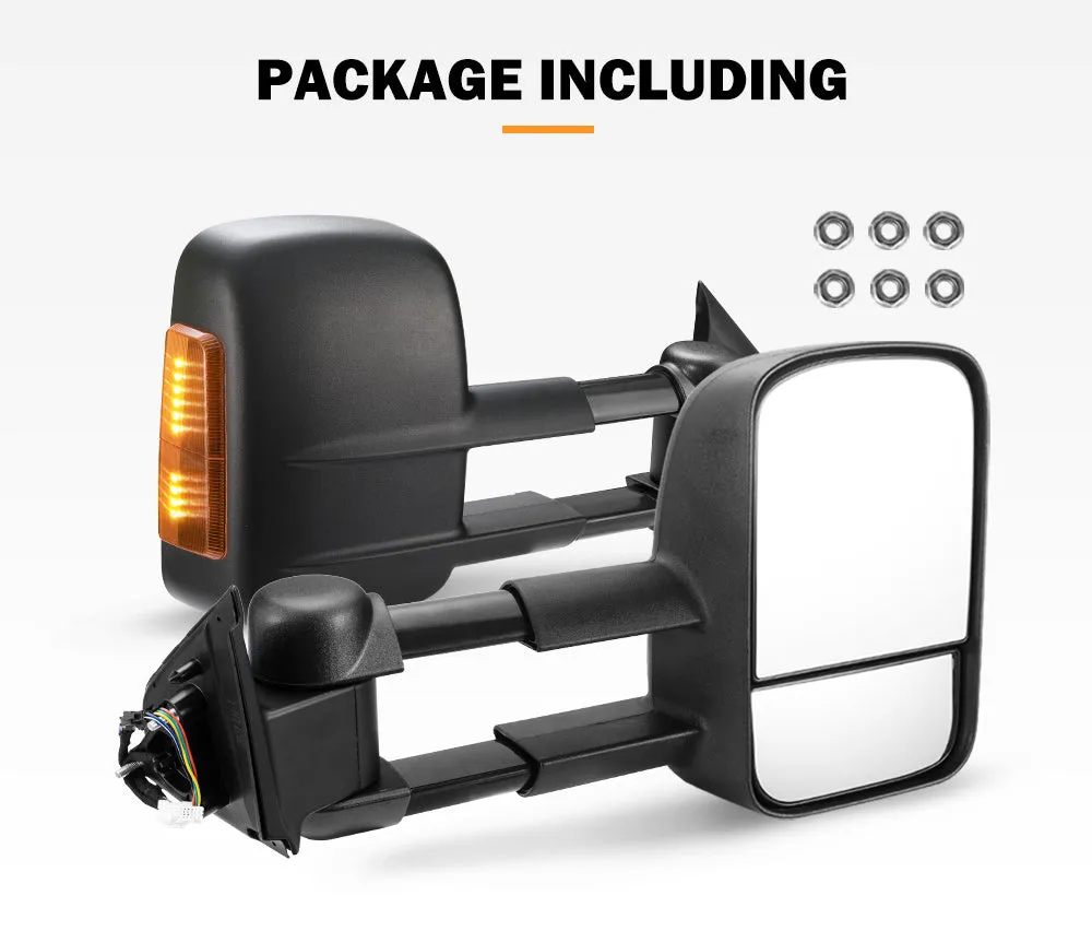 San Hima Extendable Towing Side Mirrors for Nissan Navara D23 NP300 2015-On