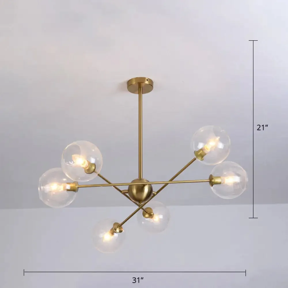 Sleek Glass Dining Chandelier - Minimalistic Ball Pendant Ceiling Light