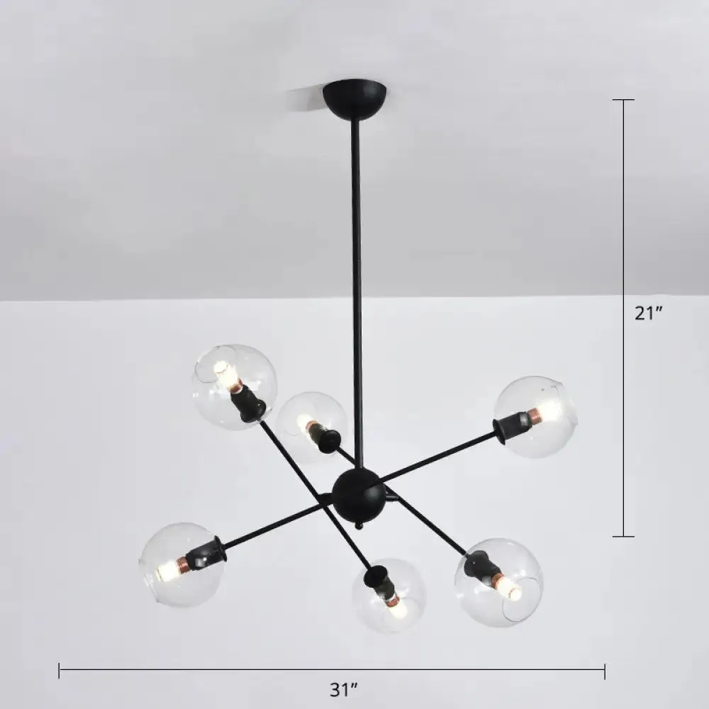 Sleek Glass Dining Chandelier - Minimalistic Ball Pendant Ceiling Light